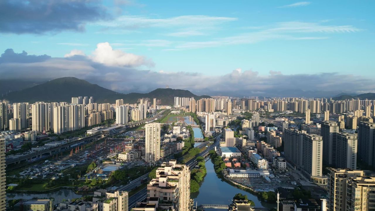航拍浙江温州城市风光温州建设