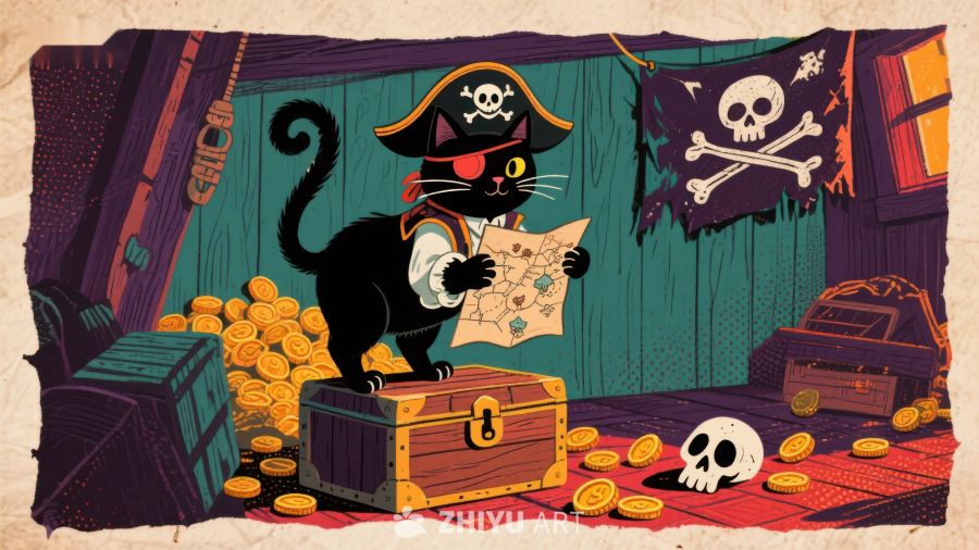 海盗猫查看藏宝图