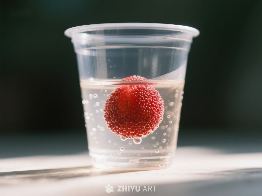 草莓悬浮于透明杯中 70