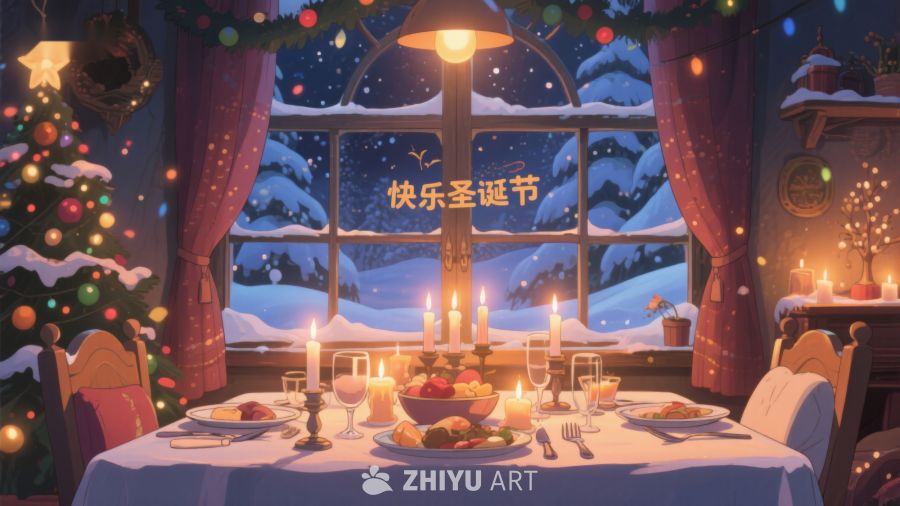 温馨圣诞晚餐场景 271