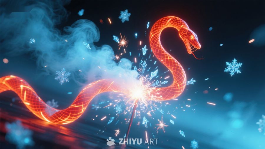 火花中的红色蛇形图案 157