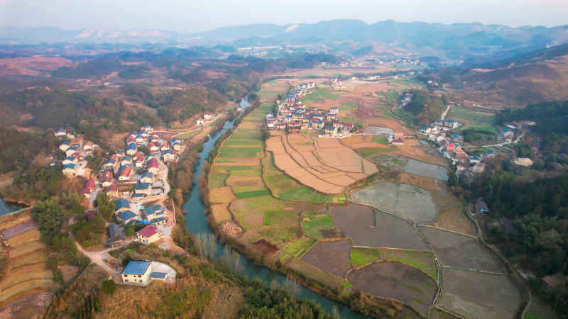 山川丘陵农田农业种植航拍图 