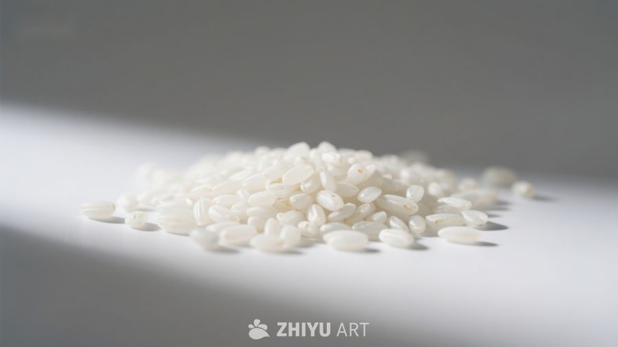 散落的白色米粒