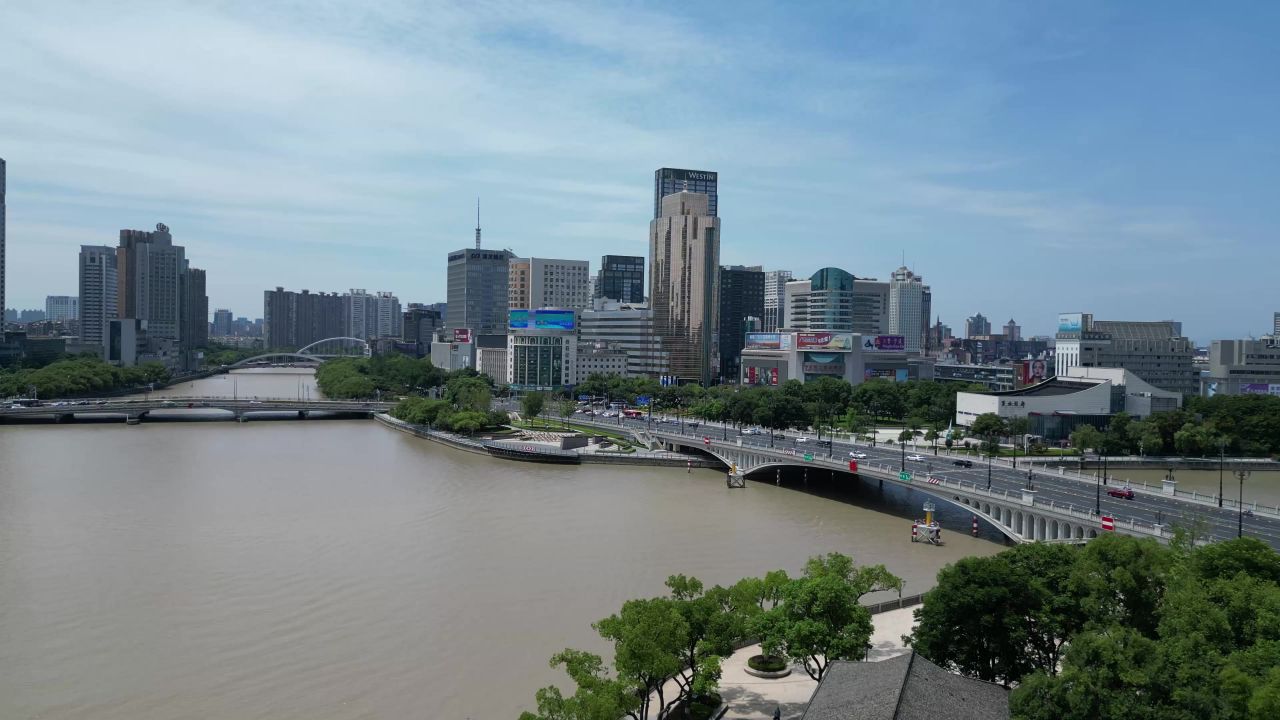 航拍浙江宁波城市风光宁波建设