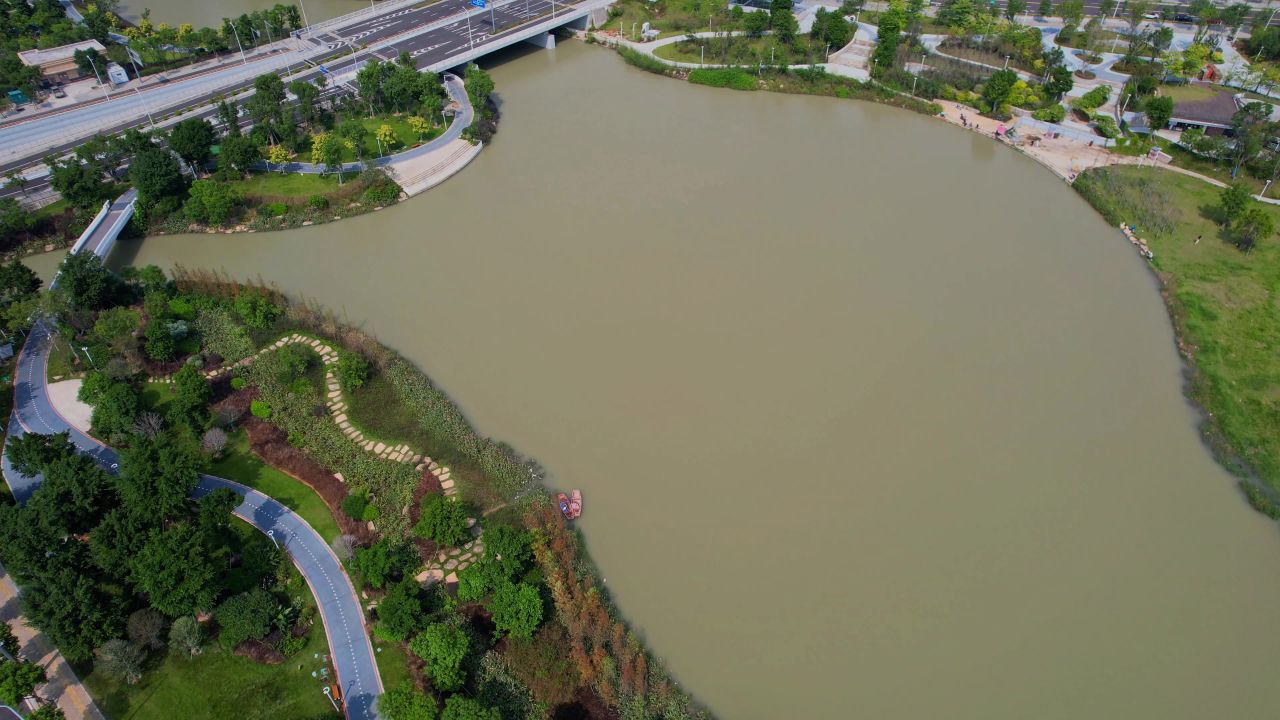 航拍福州马杭洲公园景观 2