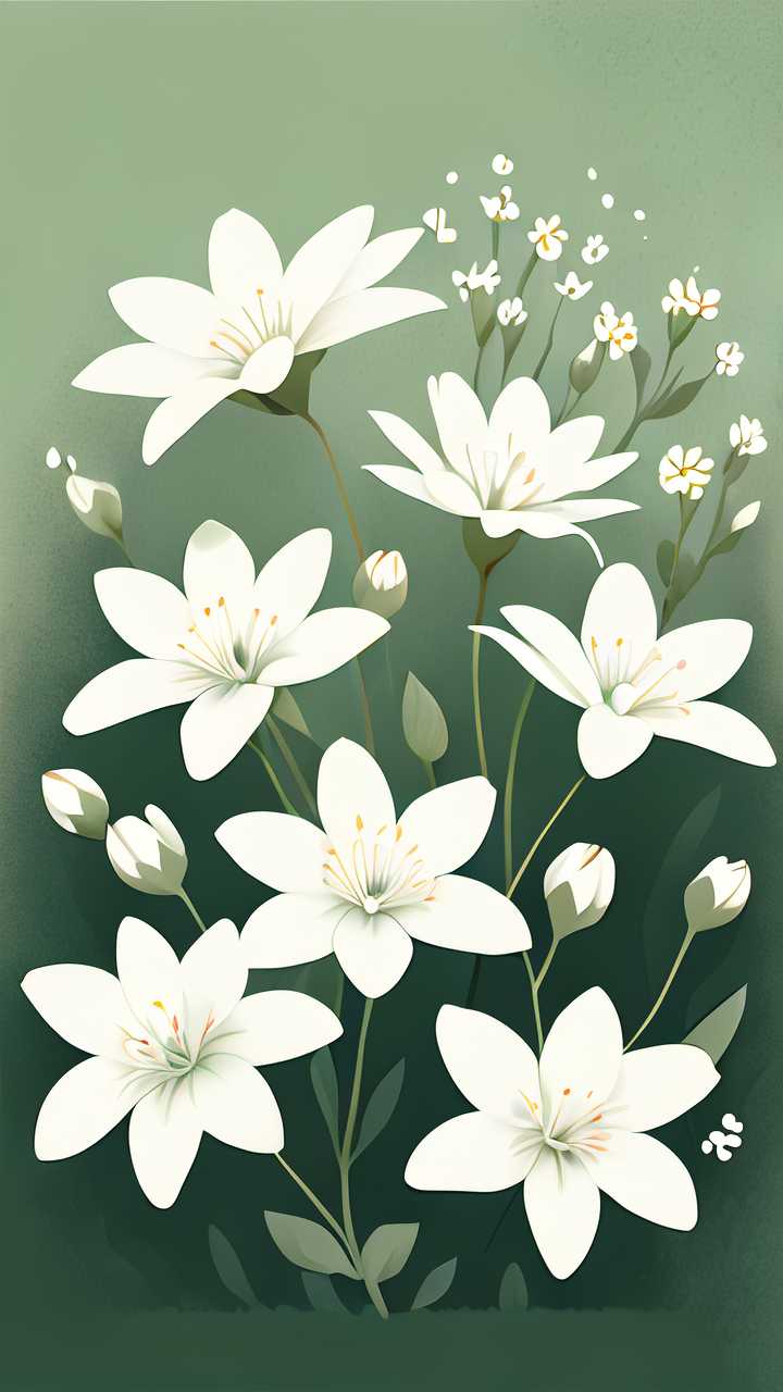 小白花淡绿色