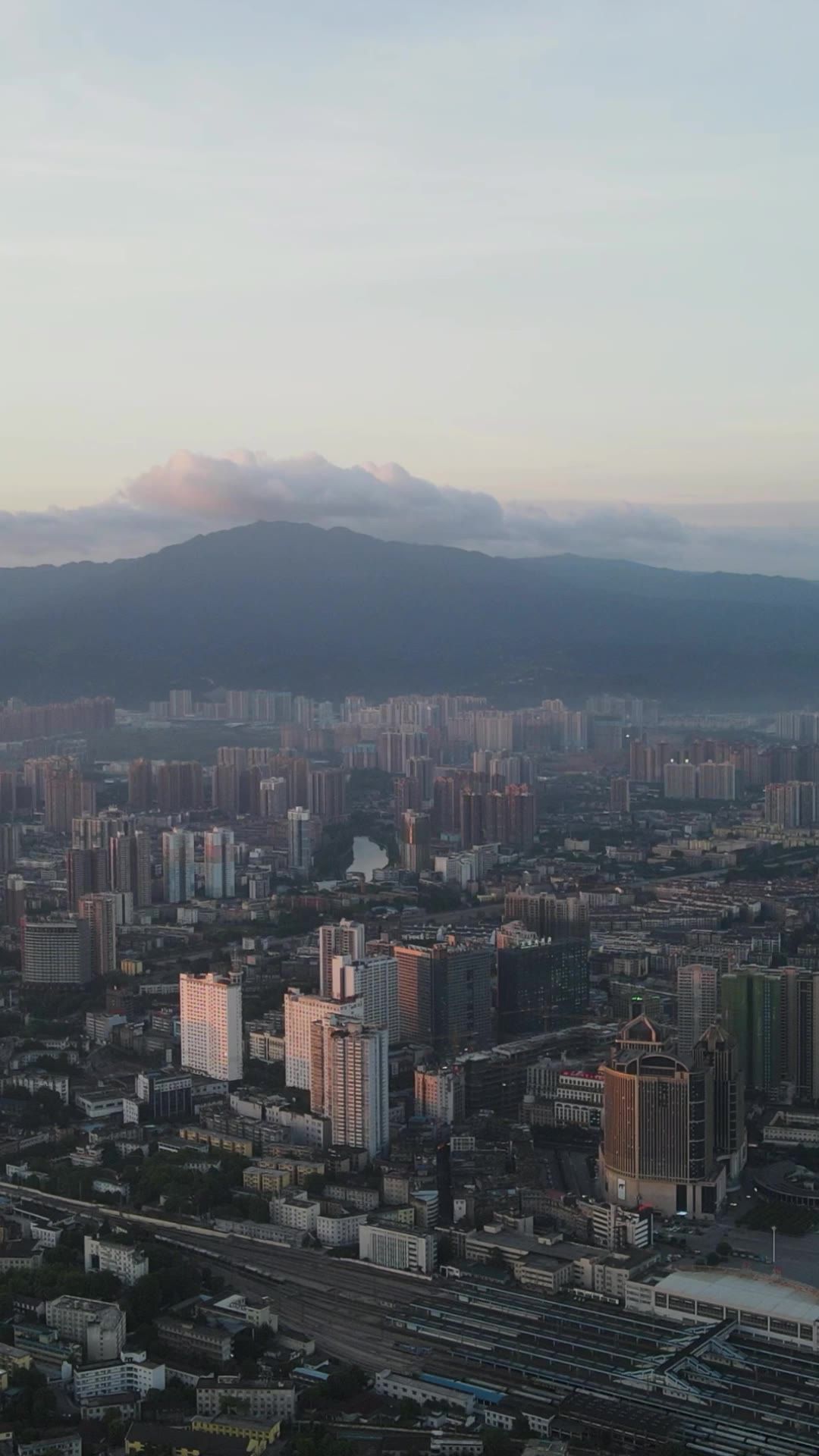 城市 航拍 湖南 湘西 城市 全景 竖屏 航拍