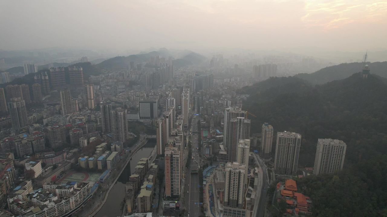 贵州遵义城市风光汇川区航拍