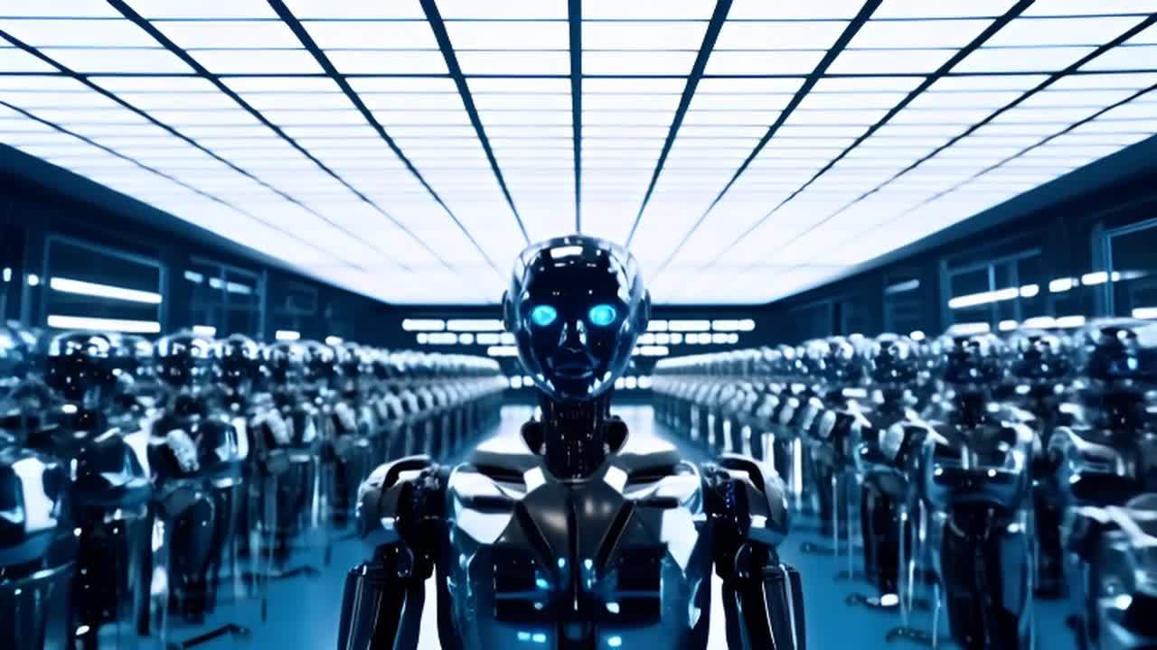 一个光滑、未来主义的实验室，里面布满了先进的计算机
