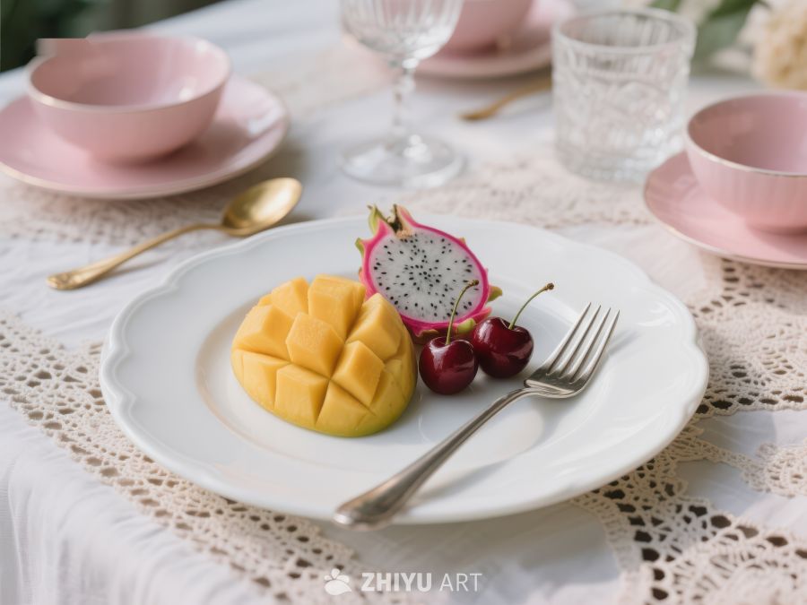 精致水果拼盘，芒果与火龙果的完美搭配 362