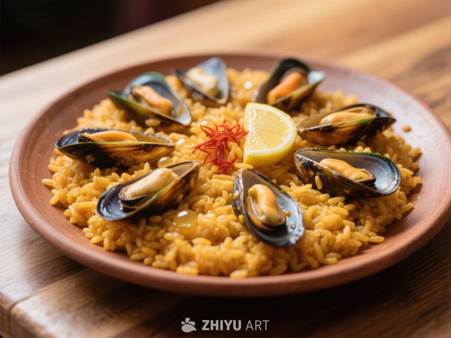 海鲜饭配青口贝和柠檬 157