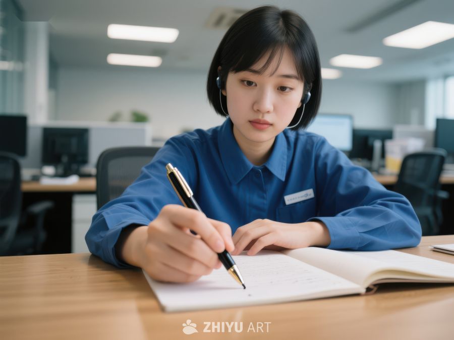 办公室职员专注书写笔记 93
