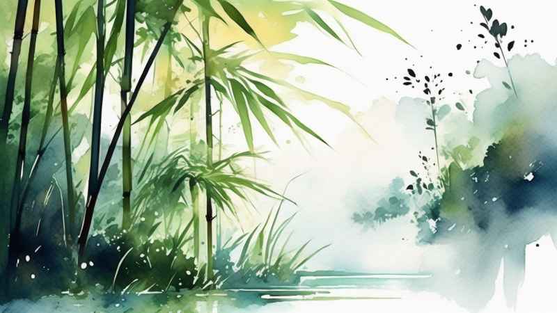 绿竹水墨插画背景图 49