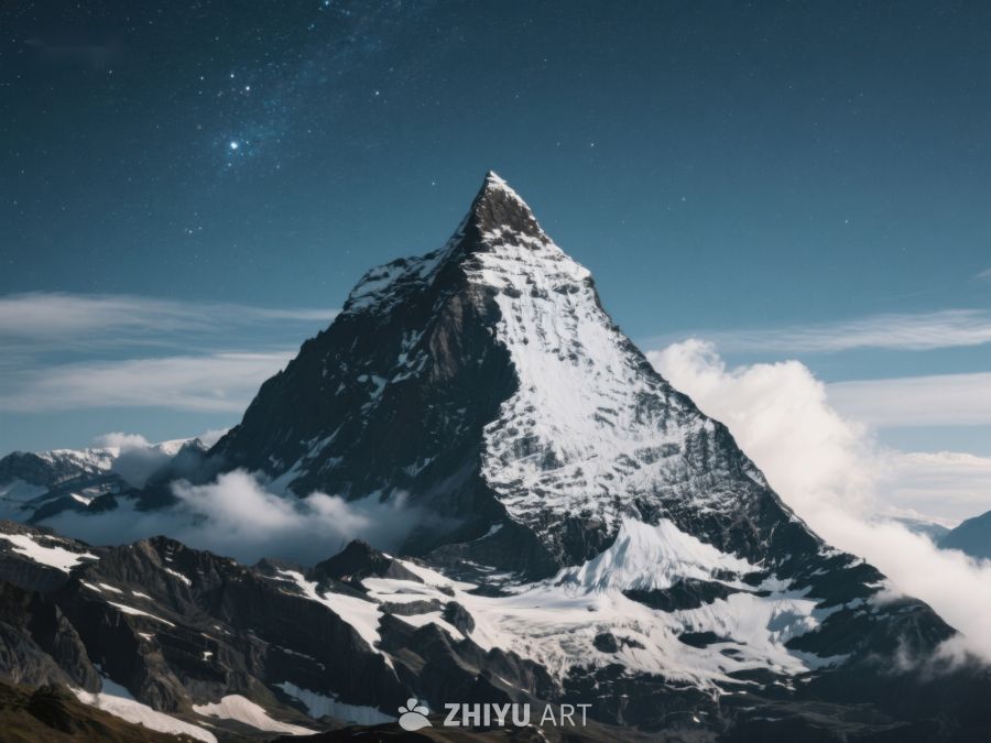 夜空下的雄伟雪山 387