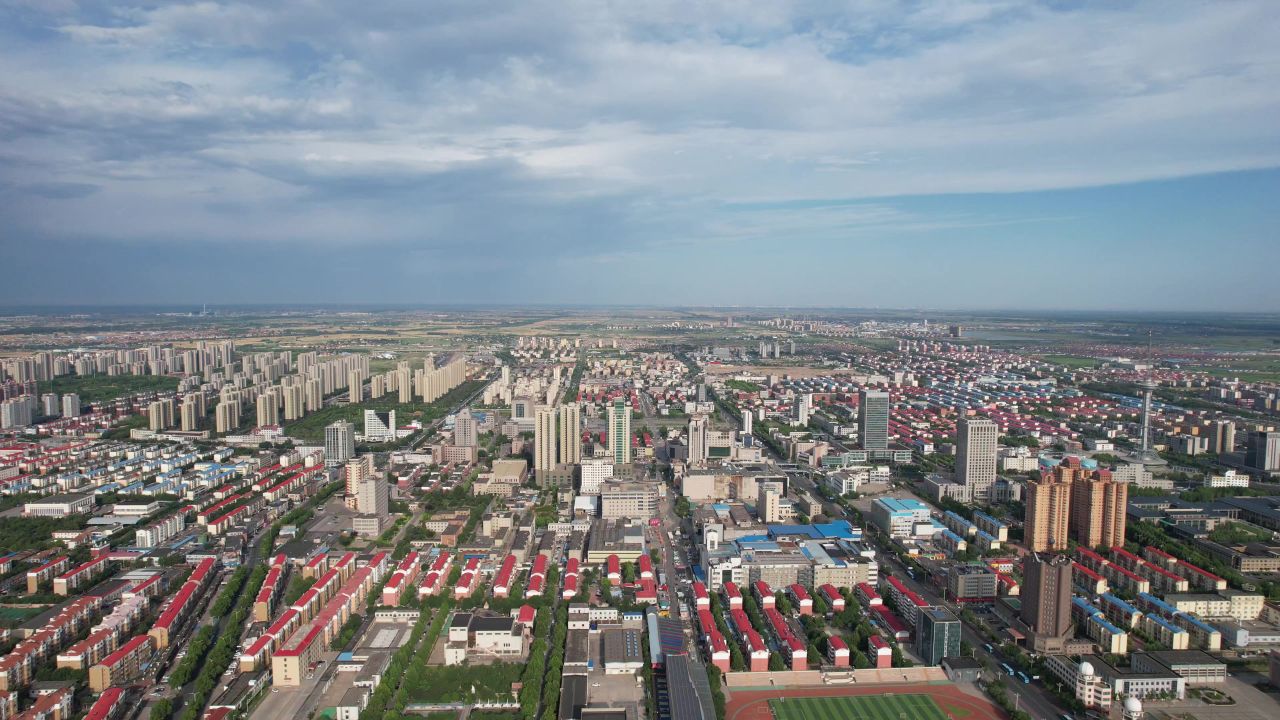  山东东营城市建设城市大景航拍