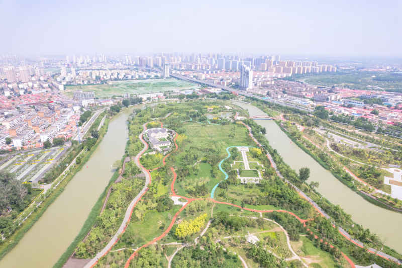河北沧州城市风光地标建筑航拍图 