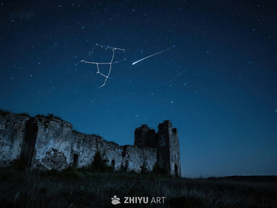 夜空下的古堡与星座 321