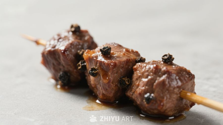 串烧牛肉粒特写
