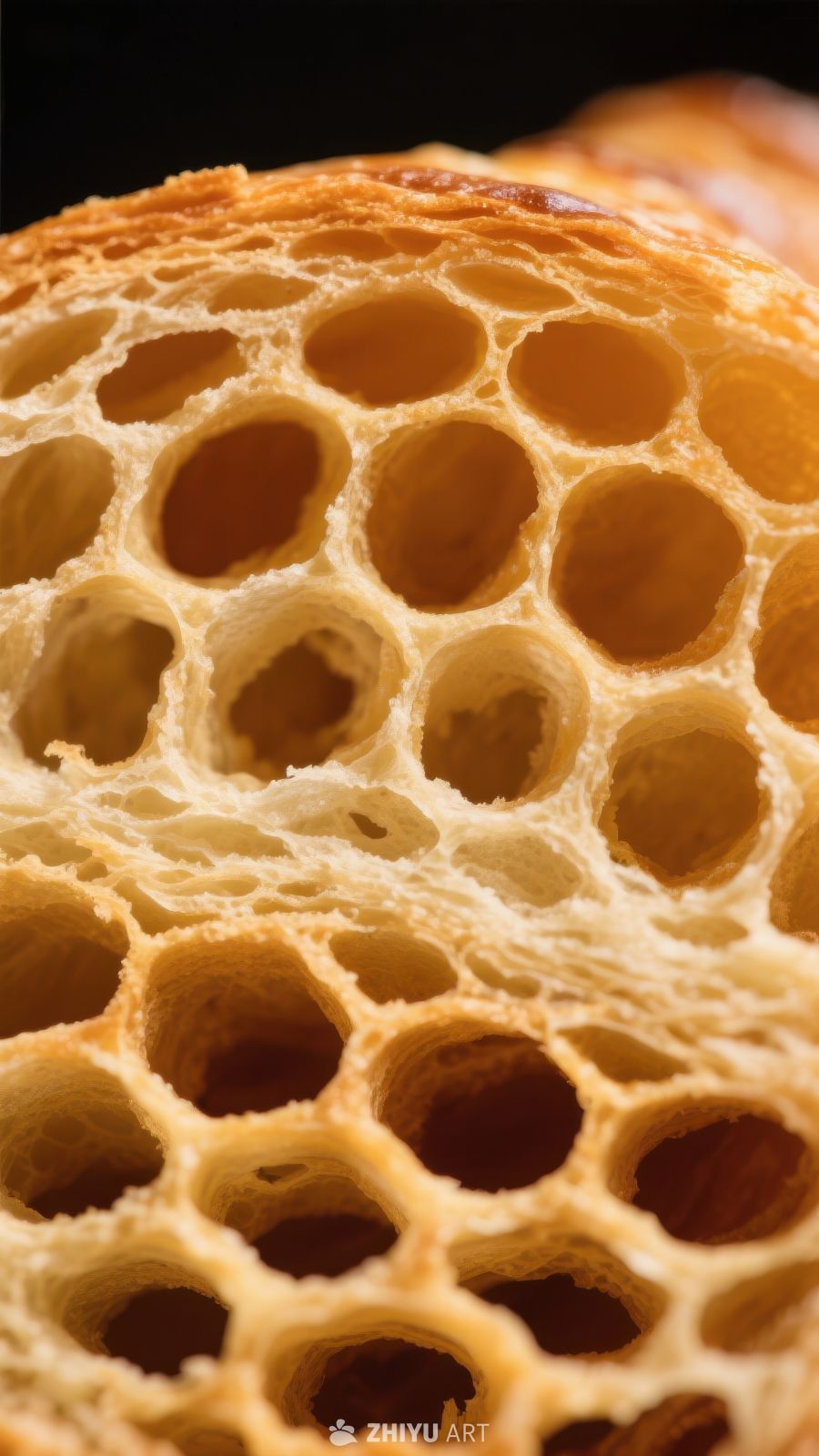面包内部气孔特写