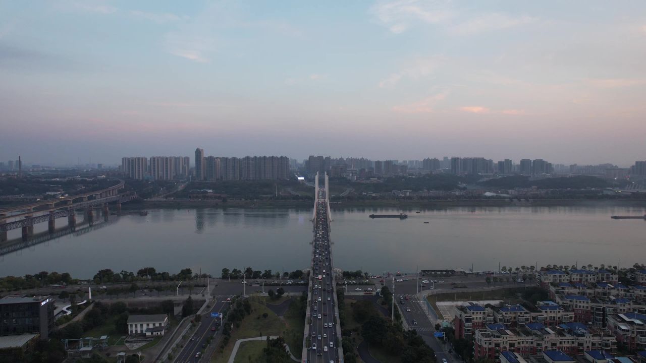 湖南湘潭城市风光交通建筑航拍