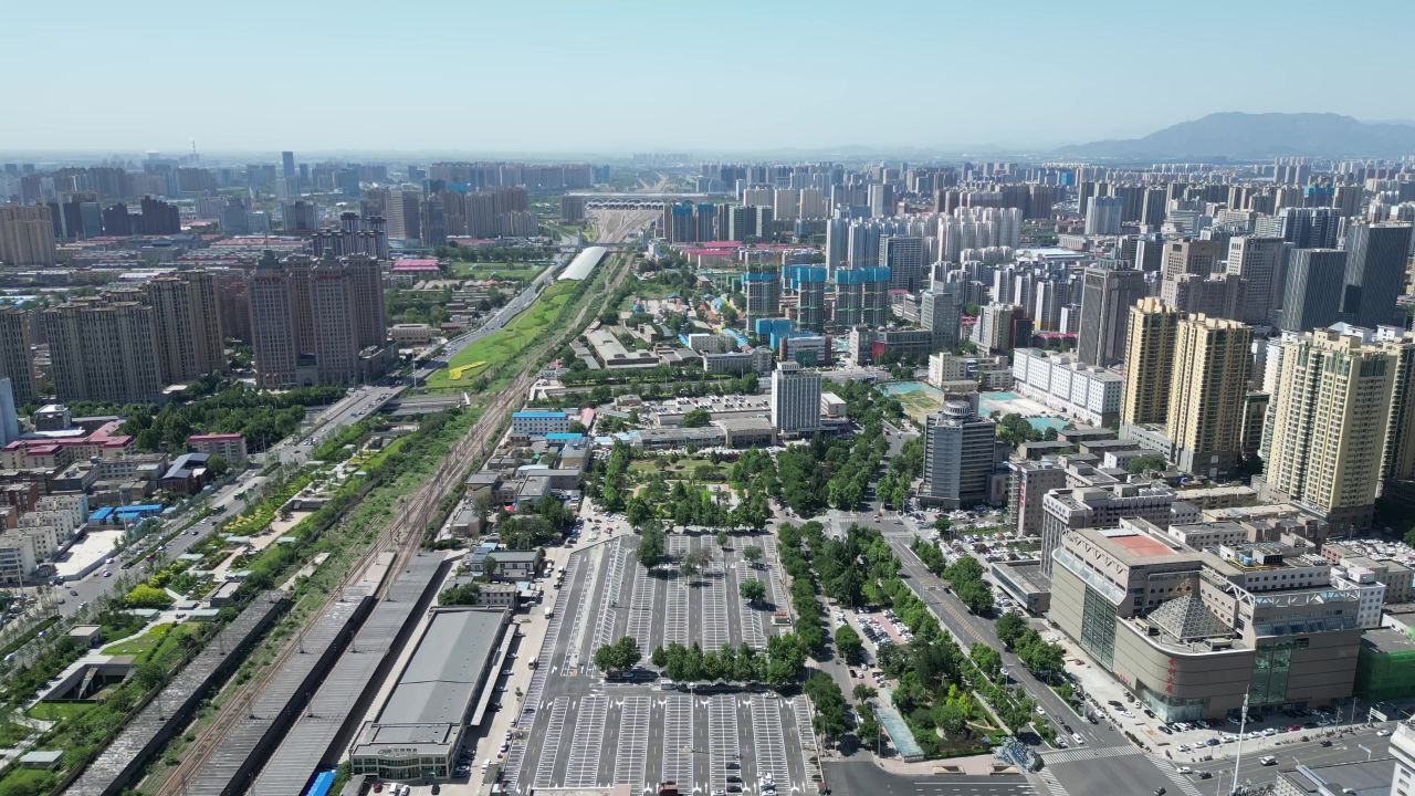  航拍河北石家庄城市建设