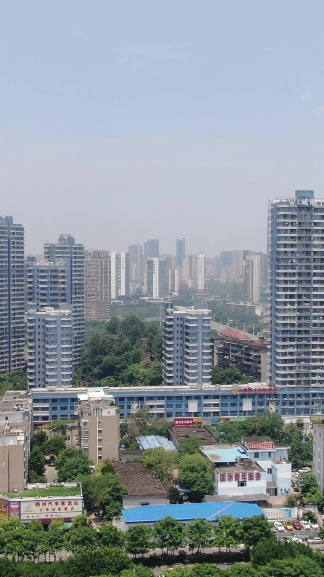 航拍福建莆田城市风光竖屏