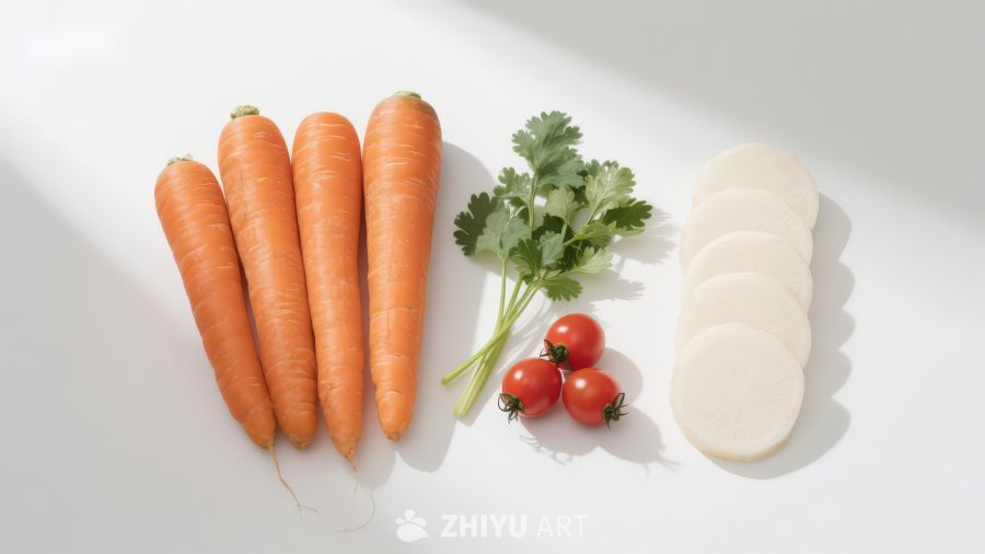 新鲜蔬菜静物摆放