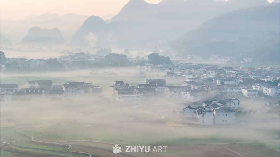 水墨画般的乡村晨景 44