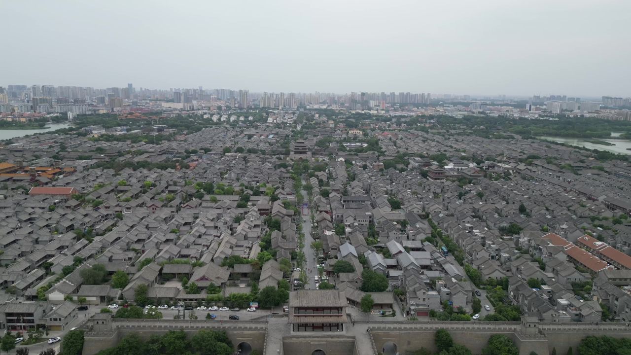 航拍山东聊城东昌湖景区