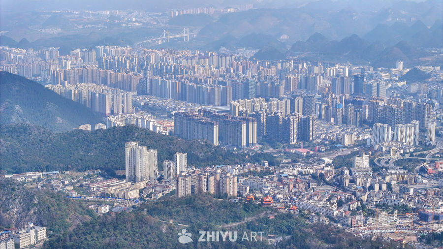 航拍贵州兴义市城市建筑  3