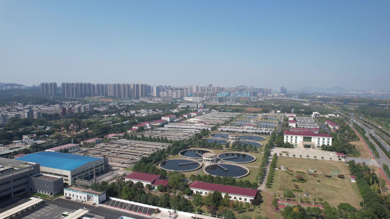 城市污水处理厂过滤航拍 