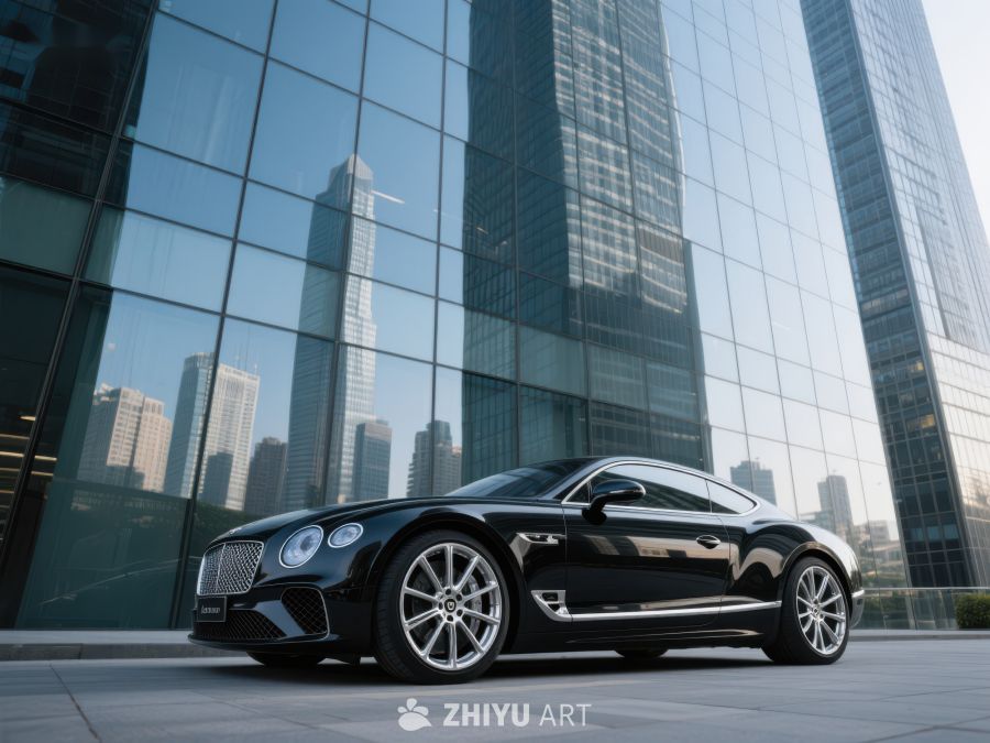 豪华轿车停靠现代建筑前 62