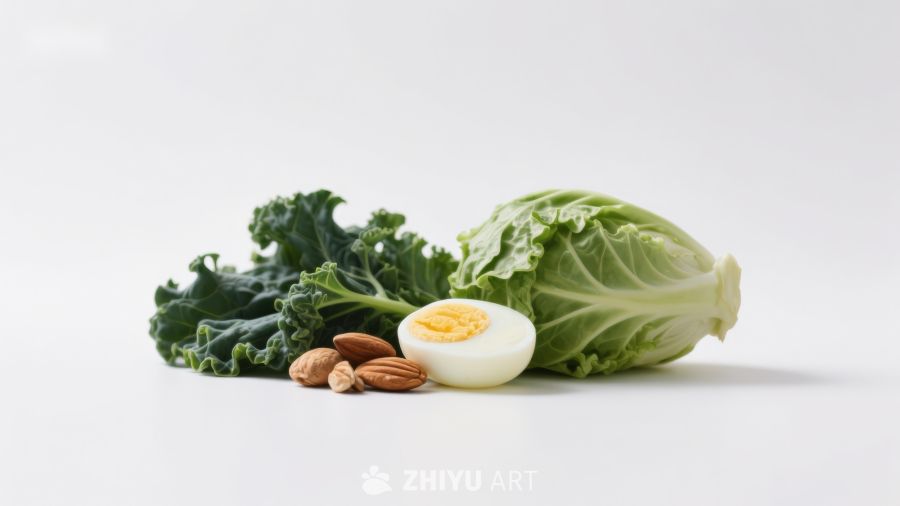 新鲜蔬菜与鸡蛋坚果组合