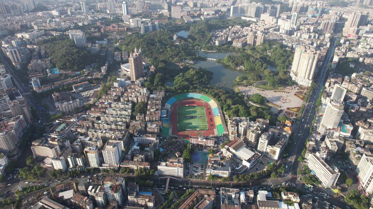 广东江门城市风光地标建筑航拍 