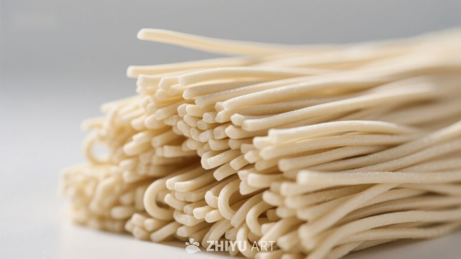 新鲜面条堆叠特写