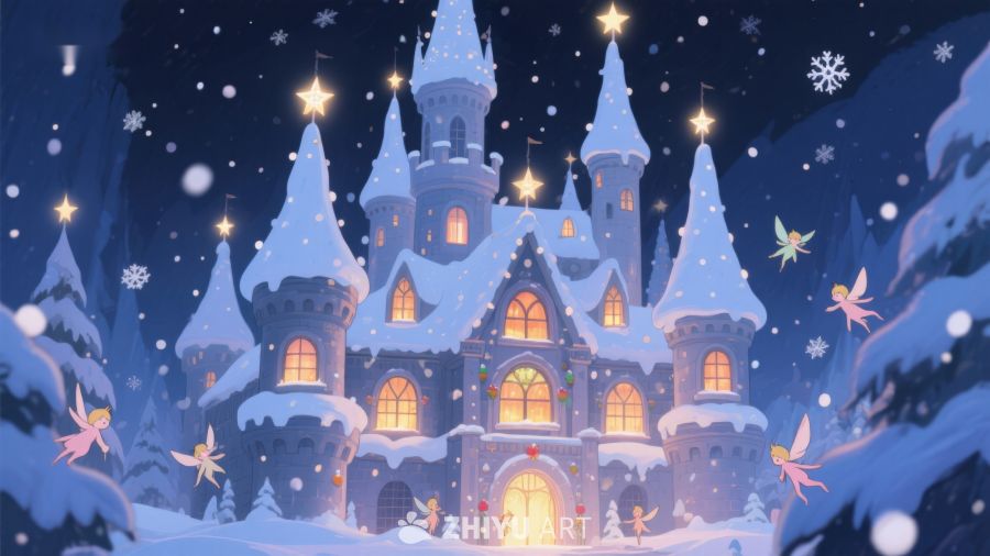 雪夜中的梦幻城堡 466