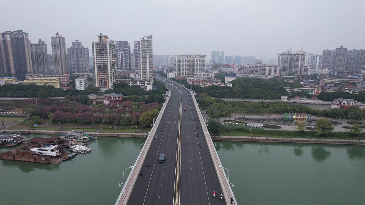  广西南宁邕江风光桥梁航拍 