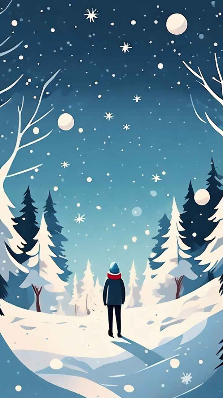 圣诞节下雪插画简约风格 27