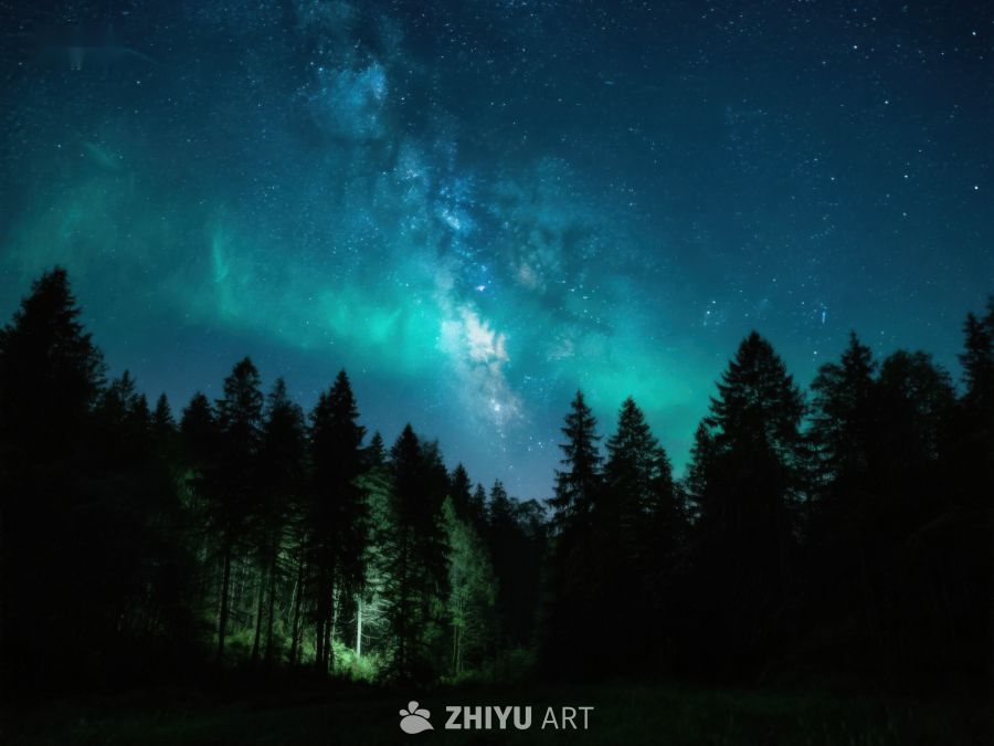 夜空下的森林与极光 369