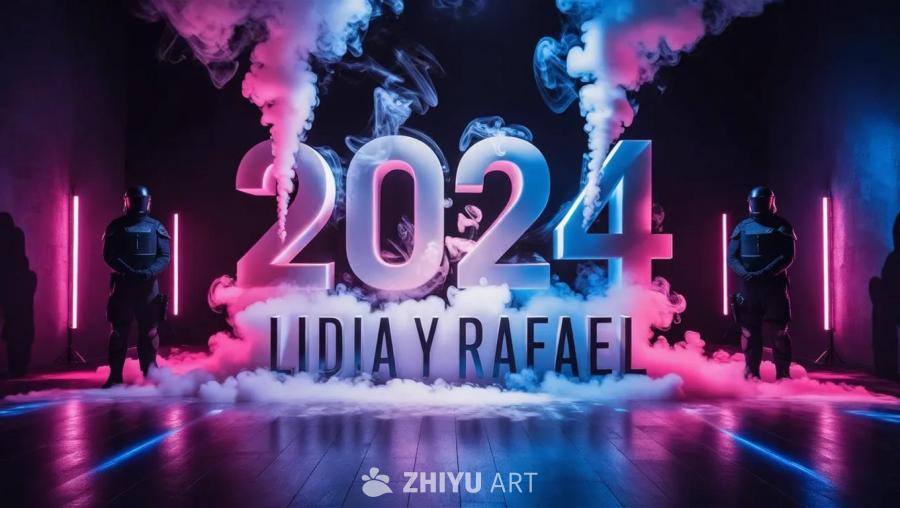 画面整体昏暗，一团白色浓烟中显现出“2024 LI