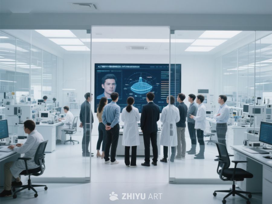 科研团队在实验室分析数据 244