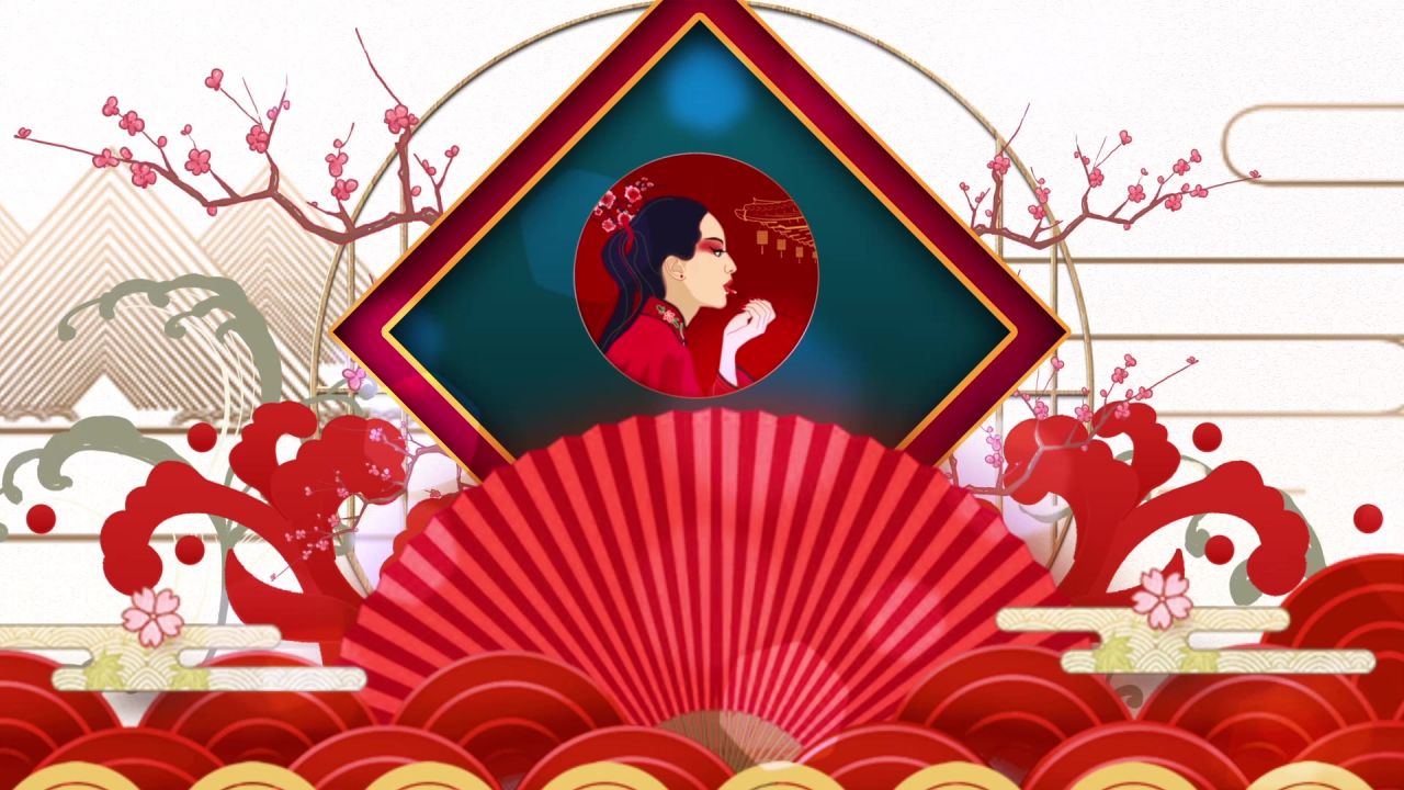 古风背景视频 中国风 意境春天 桃花 水墨 75