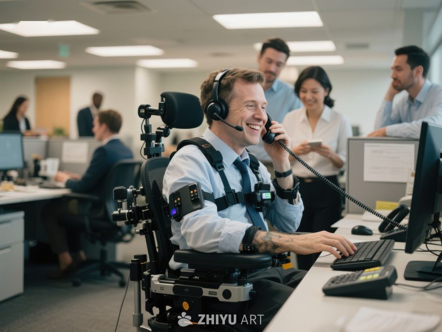 轮椅员工在呼叫中心工作 256