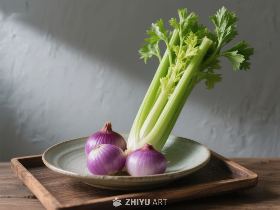 芹菜与洋葱静物摆放 334