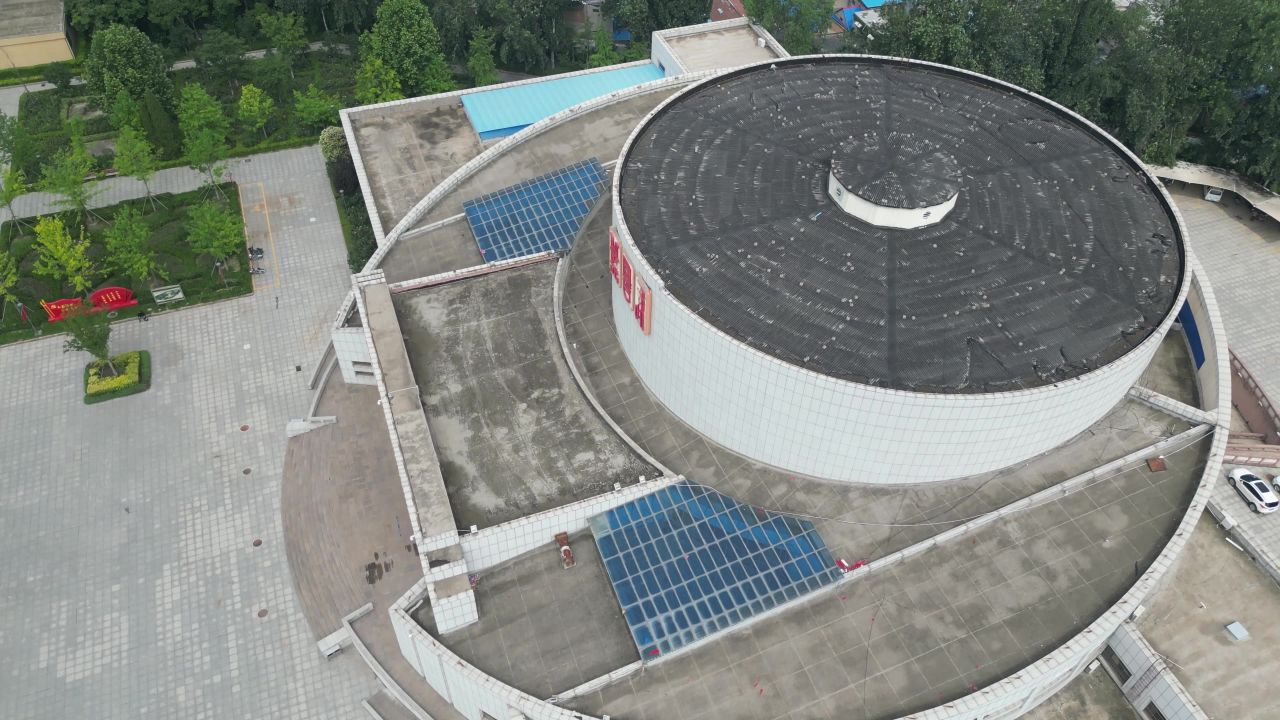 航拍山东菏泽城市建设菏泽风光