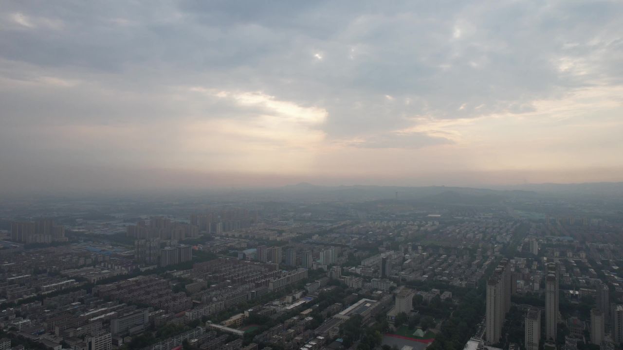 山东淄博城市建设航拍  