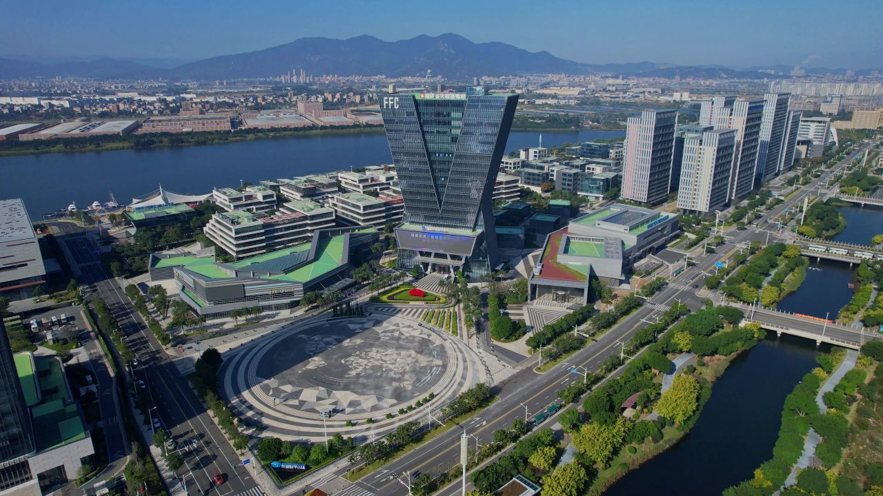 航拍福州东湖数字小镇