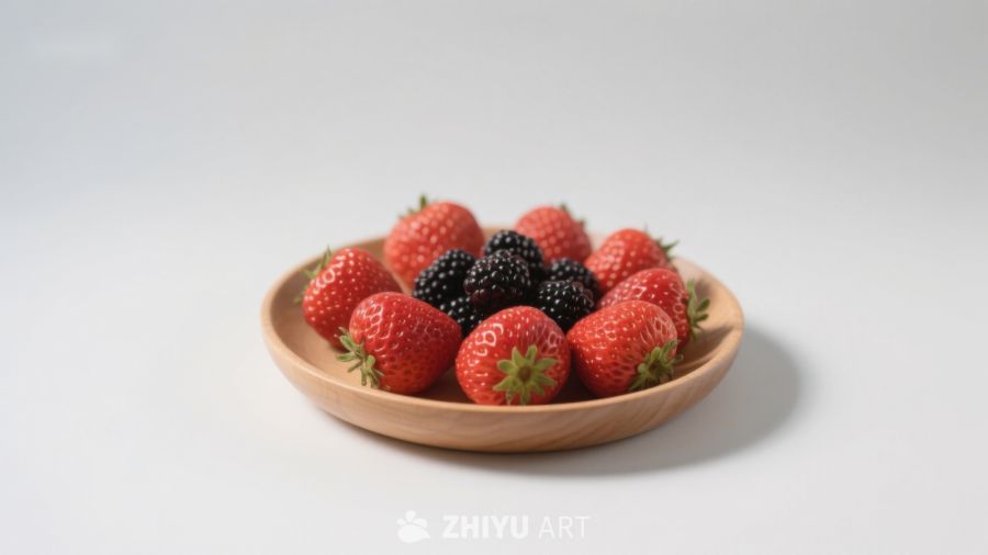 木碗中的草莓与黑莓