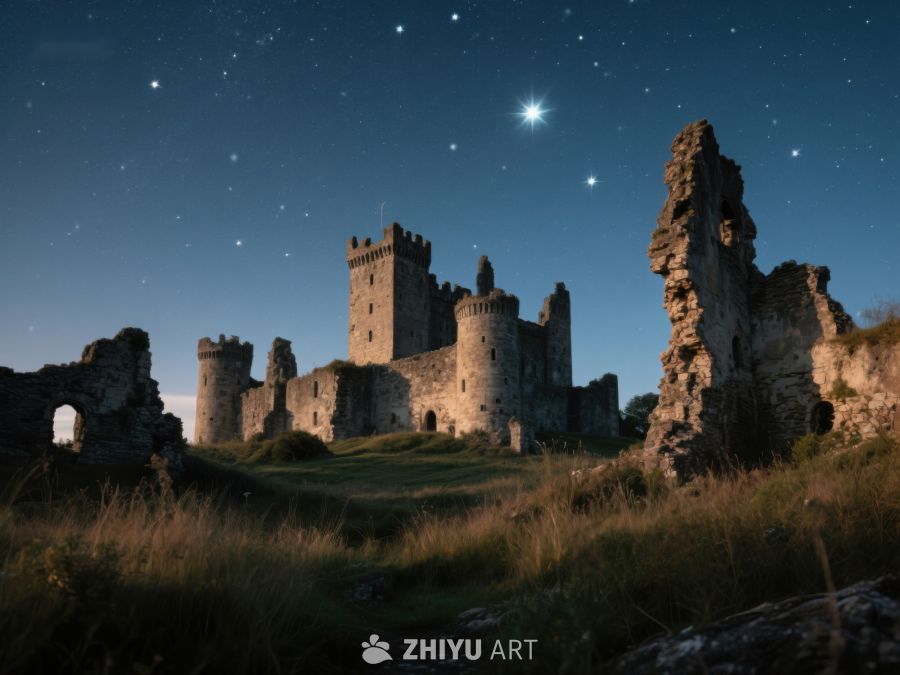 星空下的古老城堡遗迹 175