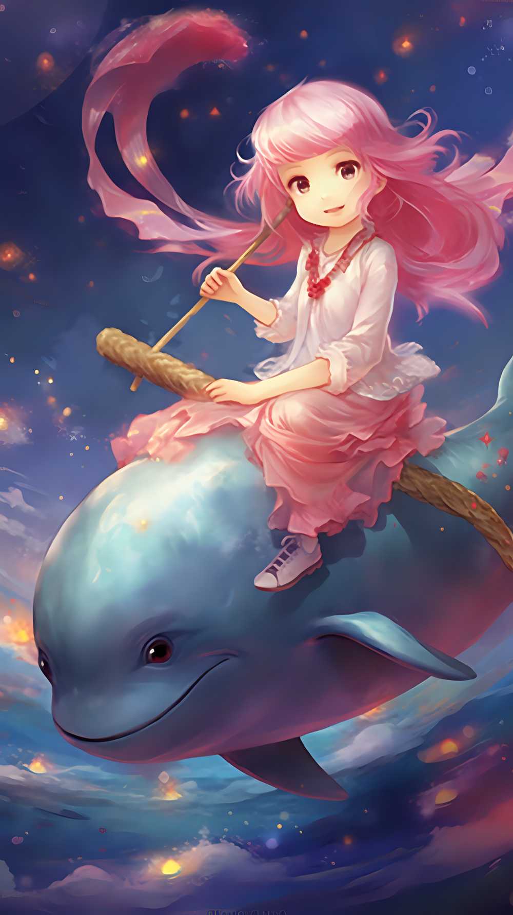 骑在海豚上的女孩，星星艺术团的风格